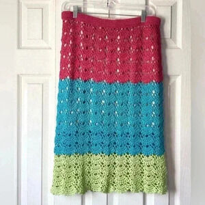 Crochet Fan Stitch Beach Covers up or summer skirt Boho size L/XL NEW MADE BY ME